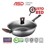 ASD Gusto Red Skillet Wok + Glass Lid (32 cm) HP8332GL-RD