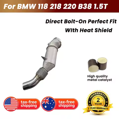ECCF Sports Downpipe With Heat Shield For BMW 118 218 220 B38 1.5T Aggressive Exhaust Sound High Flo