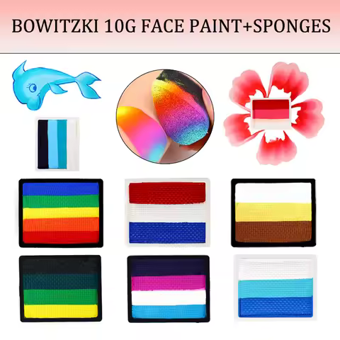 Bowitzki 10g Non toxic Rainbow Split Cake Face Paint Body Paint Art Halloween Celebration Water base