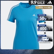 adidas ไลฟ์สไตล์ เสื้อยืด Essentials Slim 3-Stripes ผู้หญิง สีน้ำเงิน HL2046
