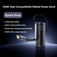 Baseus 100W Power Bank 10000mAh Built-In 100W Retractable Type C Cable Fast Charge Portable External