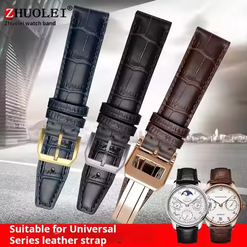 Curved End Real Genuine Leather Watch Strap 20mm 21mm 22mm for IWC Portugieser Porotfino Big PILOT M