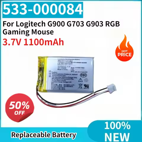 High Quality New Battery 533-000084 603450 3.7V 1100mAh Replaceable for Logitech G900 G703 G903 RGB 