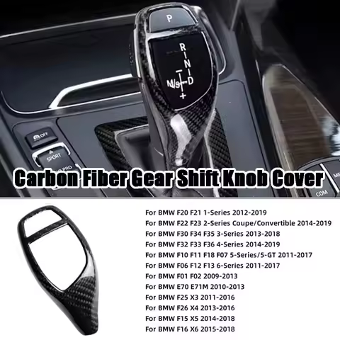 Car Carbon Fiber Car Shift Knob Cover Decoration for BMW 1 2 3 5 Series X3 X4 X5 X6 F30 F32 F25 F26 