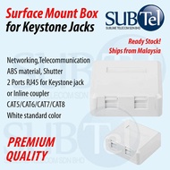 SenTec 2 Port Surface Mount Box for RJ45 Keystone Jack CAT7 CAT6 CAT5e CAT3 Dual Ports Empty Panel F
