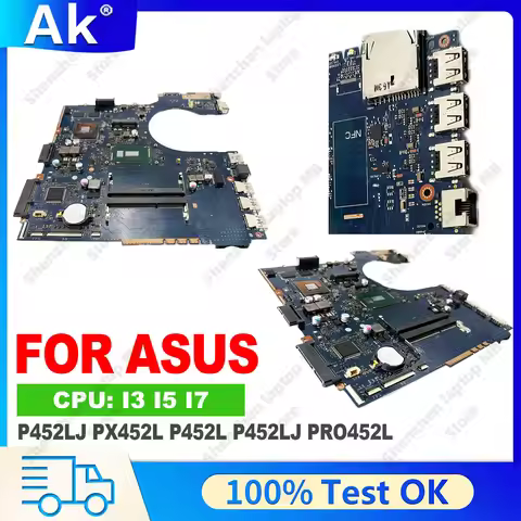 P452LJ Notebook Mainboard For ASUS W/ I3 I5 I7 CPU PE453L PX452L P452L P452LJ PRO452L Laptop Motherb
