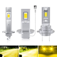 2PCS DRL LED Car Headlight Fanless H1 H3 H7 3000K Yellow Auto Lamp 1:1 Size LED Auto Driving Running