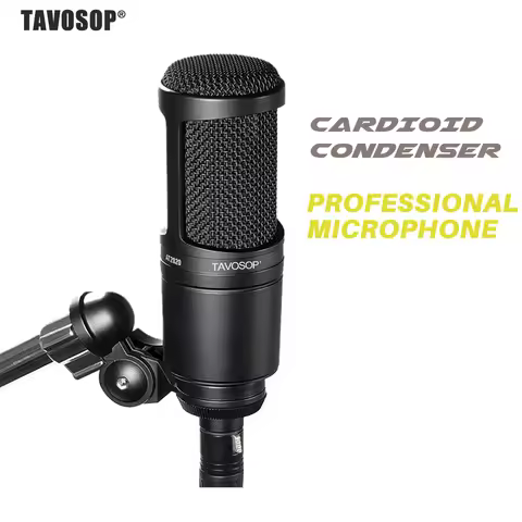 TAVOSOP-AT2020 Cardioid Condenser Professional Microphone for Home Studio Applications Mic For Recor