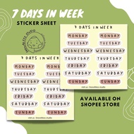 Ready stock 7 day in week sticker sheet
