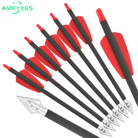 Pure Carbon Aluminium Crossbow Bolts Arrows Steel Broadhead Fits for Pistol Crossbow 50-80 LBS Outdo