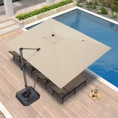 9 X 11.5 Patio Umbrella Outdoor Cantilever Rectangle Umbrella Aluminum Offset Umbrella with 360degre