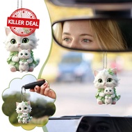 New 2d Acrylic Flat Blue Cat Car Decoration Pendant O1r6