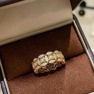 New Chinese Style Ancient Gold Full Diamond Five Coin Emperor Ring Year of the Snake Full Diamond Lu