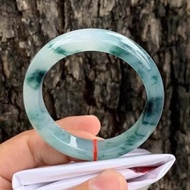 冰種翡翠天然翡翠玉鐲A玉手鐲 玉鈪 • 冰種藍飄花翡翠福鐲