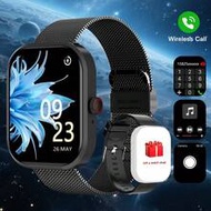 2.01" Full Touch Screen Silicone Strap Smart Watch, Comes With Steel Strap And 1 Extra Silicone Stra
