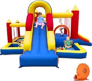 Ballsea Bouncy Castle with Blower - Indoor XXL Children's Paradise with Slide, Safety Net, EN71 Cert