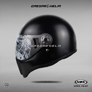 HBC Cakil Pilot Solid - Black Doff - Retro Helmet