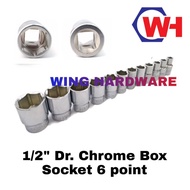 1/2" Dr Chrome Box Socket 6 Point