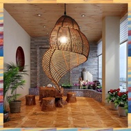 Y5(GMEX) Pastoral Style Conch Rattan Lamp Vintage Pendant Lights Dining Room Decor Lighting Fixtures