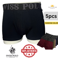 (MG)5pcs Swiss Polo Soft Cotton Men Plain Boxer Male Underwear Spender Lelaki Dewasa Pakaian Dalam S