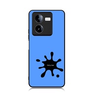 Phone Case HP iQOO Series 13 12 Z9 Z9x Z8 Z7x Z7 TPU Rubber Custom Paint Stain Navy On Blue