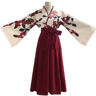 Sakura Floral Print Japanese Style Kimono Dress Woman Vintage Oriental Camellia Haori Yukata Asian C