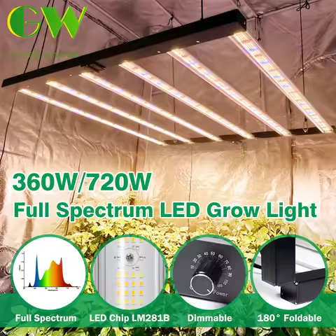360W 720W Full Spectrum 180° Foldable LED Grow Light AC100-277V LM281B Dimmable Phytolamp for Grow T