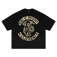 Sons of Anarchy T-shirt Biker Style Grim Reaper Graphic Tee Oversized Top