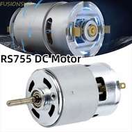 FUSIONSKY RS755 DC Motor, 12V DC Long Shaft Lawn Mower Motor, Robust Ball Bearing Large Torque High 