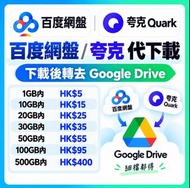百度網盤／夸克代下載｜轉 Google Drive｜HK$5起