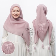 Hijab Segi Empat Paris Tasel Bordir Motif Pita /Kerudung Coquette Paris Pita / kerudung Ribbon