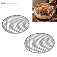 thewoodfameing 24/26CM Round Stainless Steel Barbecue Net BBQ Mesh Grate Grid Camping Picnic Food Ra