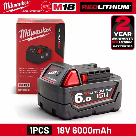 100% New Milwaukee M18 6.0Ah High Output Battery 18V Lithium-ion Rechargeable for Milwaukee M18 Cord