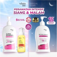 [3 Pcs] WHITE INC AHA Body Serum 100ml + Alpha Glowhite + Retinolwhite Body Lotion 400ml Bundling Bo