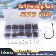 Paket Kail Pacing Fishing Hook Kait Ikan  Baja Karbon Ten Division No 3-12 Set Mata Kail Pancing Bah