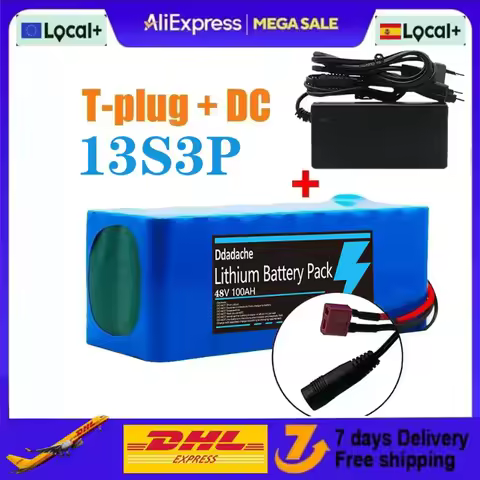 Original 13S3P 48V 100000mAh 100Ah Lithium Ion Battery Pack with 1000W 54.6V 100ah 18650 BMS