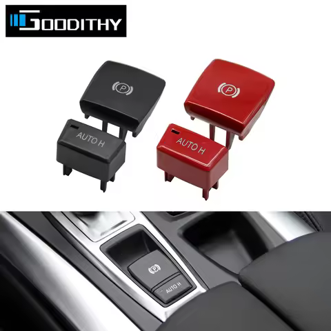 Black Red Car Electronic Handbrake Parking Brake Switch P Button Auto H Cover For BMW X5 X6 E70 E71 