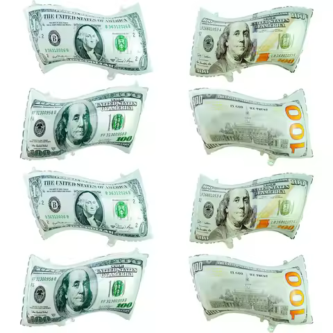 5pcs Money Bill Balloons, Large Size Fake Dollar Bill Reusable Balloons for Birthday Decoration, Cas