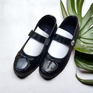 Sepatu Sekolah Flat Shoes Pantofel Hitam Anak Perempuan  TK SD SMP SMA Murah QueenZu