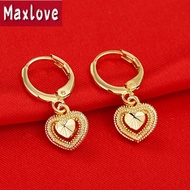 Maxlove Jewelry Earing Korean Style Gold 916 Original Malaysia Pendant Earrings for Women Jewellery Birthday Gift for Women Love Earing Set for Girls Anting Emas 916 Original Subang Emas Perempuan Viral Murah 24K Subang Emas Korea