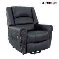 U-RO DECOR รุ่น ANCHOR (แองเคอะ) [มี 2 สีให้เลือก] เก้าอี้นวดไฟฟ้าหนังแท้ปรับนอนได้ Massage recliner chair/ Sofa  เก้าอี้หนังแท้ โซฟาอเนกประสงค์ โซฟา