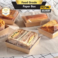 READY STOCKKraft/White Paper Square and Rectangular Cake Box with Transparent Lid Food container dis