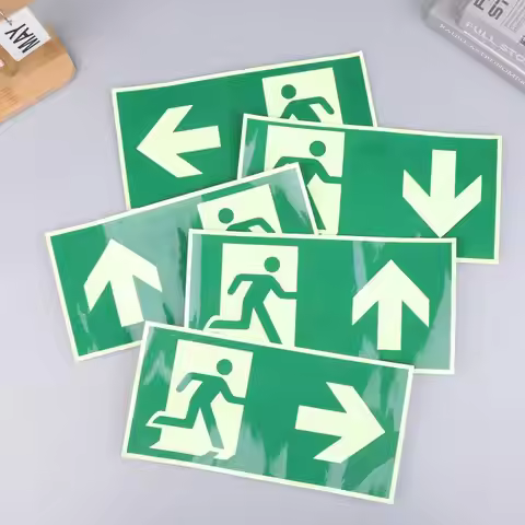 1 Luminous Exit Sign - Emergency Evacuation Safety Wall Decal, Photoluminescent Fire Evacuation Indi