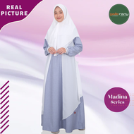 Gamis Wanita Dewasa Long Dress Model Terbaru Premium Syari Jumbo Busui XXXXL LD 130 Warna Sky Blue Biru Langit Madina