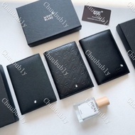 ✨全新💕萬寶龍MONTBLANC勁黑系列短版皮夾，黑色頭層小牛皮，經典幾何壓紋，做工精緻，質感高級