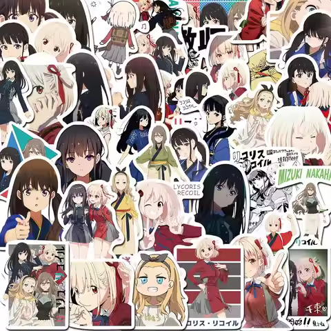 10/50pcs Anime ​Lycoris Recoil STICKER Luggage Laptop Cafe Skateboard Nostalgia Lightning Phone Deca