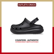 ใหม่และแท้ Crocs Classic Crush " Black " รองเท้าแตะ 207521 - 001 รับประกัน 1 ปี