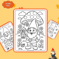 Set of 50/25/10 sheets of coloring pages, coloring pages for children, Gnome dwarf image, A4, A5 reg