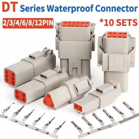 10 Sets Deutsch DT Connector DT06-2S/DT04-2P 2P 3P 4P 6P 8P 12P Waterproof Electrical Connector For