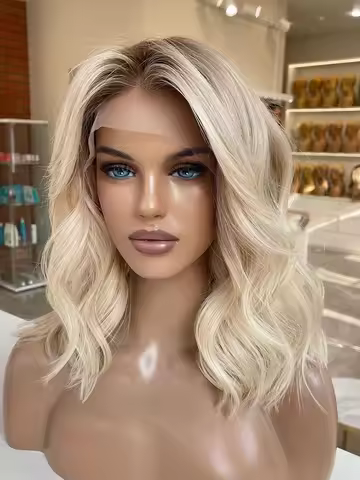 Ash Blonde Ombre Human Hair Wigs For Women Body Wave HD Transparent Lace Frontal Wig Brazilian Remy